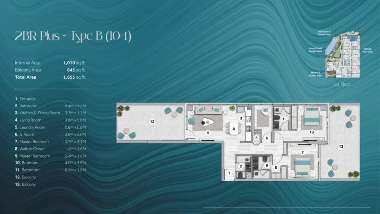 Flora Bay floor plan 2 BR · 1655 sqft