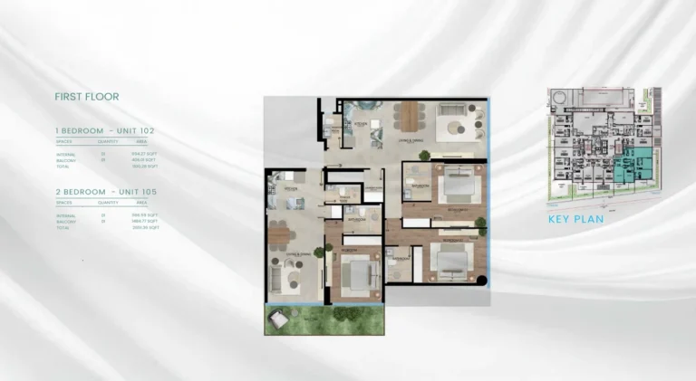 Vayla Residences floor plan 1 BR · 1100 sqft