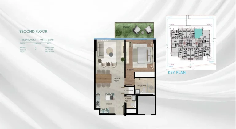 Vayla Residences floor plan 1 BR · 802 sqft
