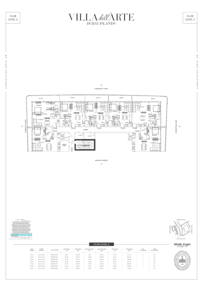 Villa del Arte floor plan 1 BR · 727 sqft