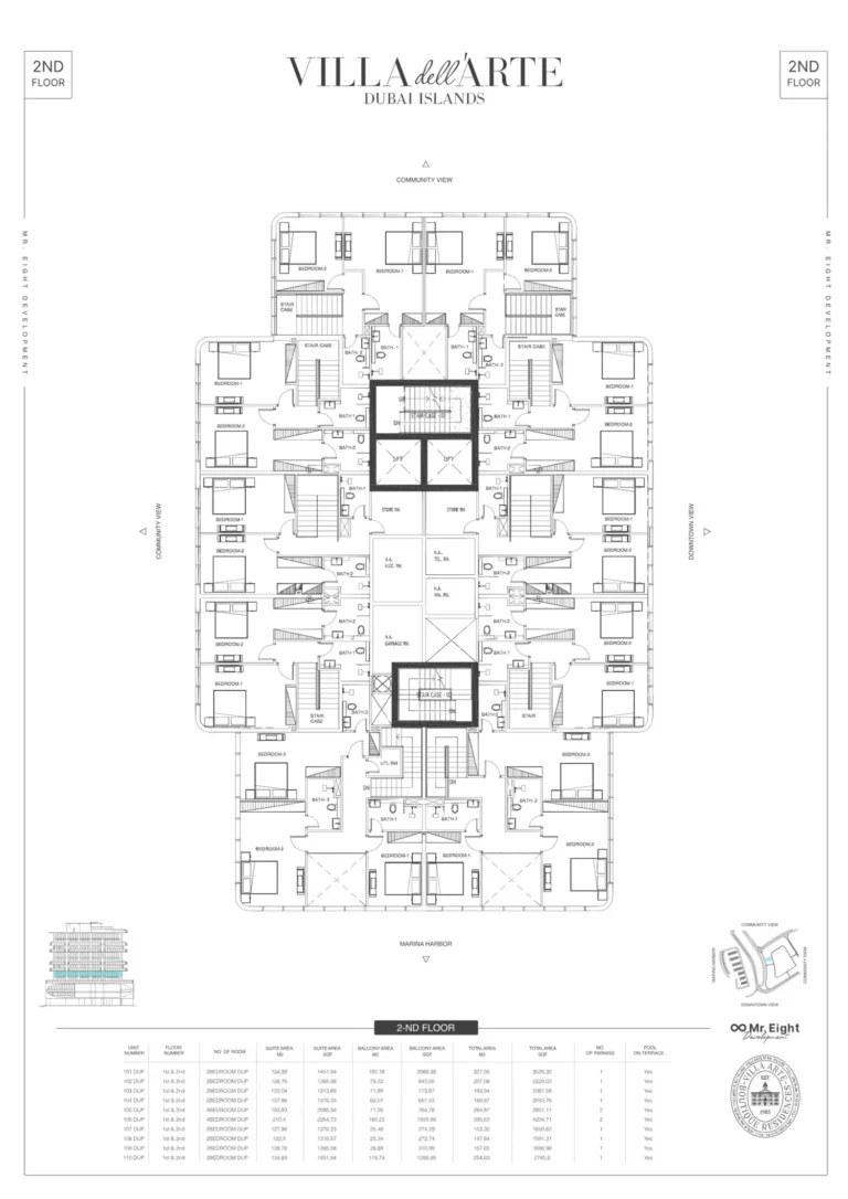 Villa del Arte floor plan 2 BR · 3520 sqft