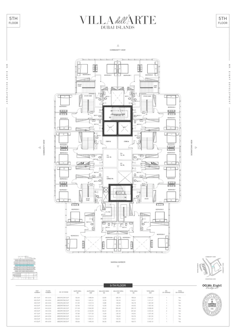 Villa del Arte floor plan 2 BR · 2040 sqft