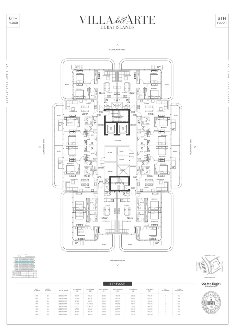 Villa del Arte floor plan 2 BR · 1401 sqft