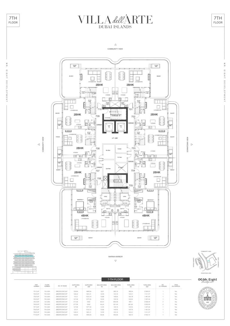 Villa del Arte floor plan 2 BR · 2040 sqft