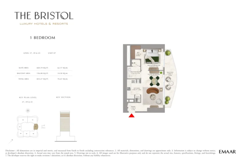Beachfront Gates 2 floor plan 1 BR · 825 sqft
