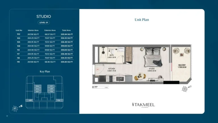 Divine Elements floor plan Studio · 335 sqft
