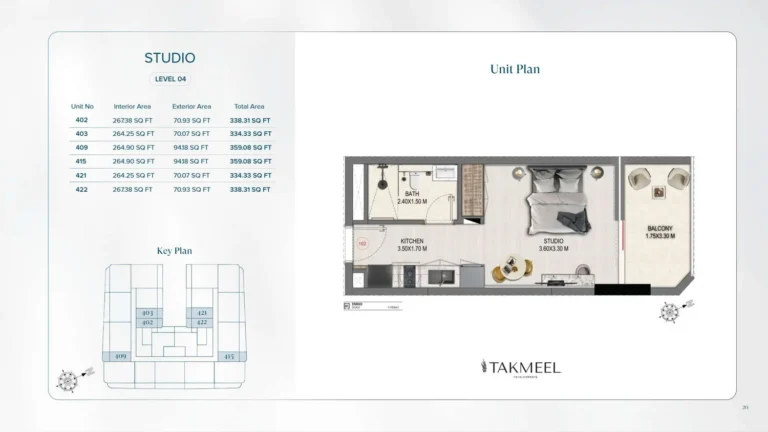 Divine Elements floor plan Studio · 338 sqft