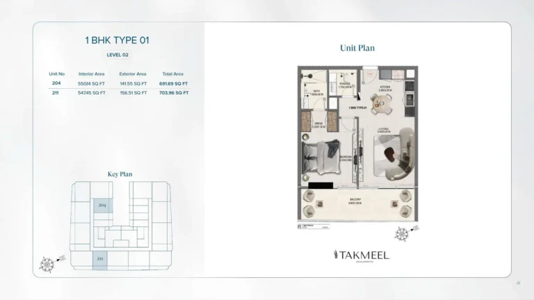 Divine Elements floor plan 1 BR · 691 sqft