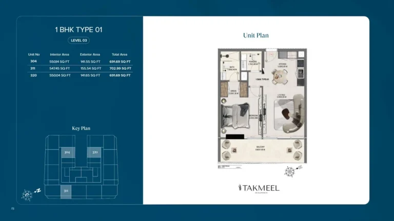 Divine Elements floor plan 1 BR · 691 sqft