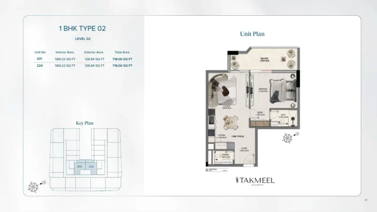 Divine Elements floor plan 1 BR · 718 sqft