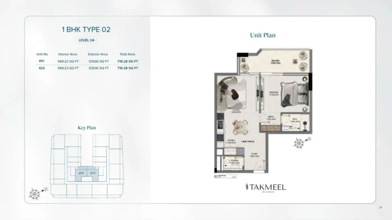 Divine Elements floor plan 1 BR · 718 sqft