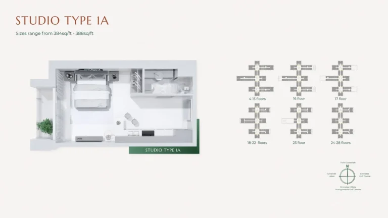 Golf Views Emaar South floor plan Studio · 384 sqft