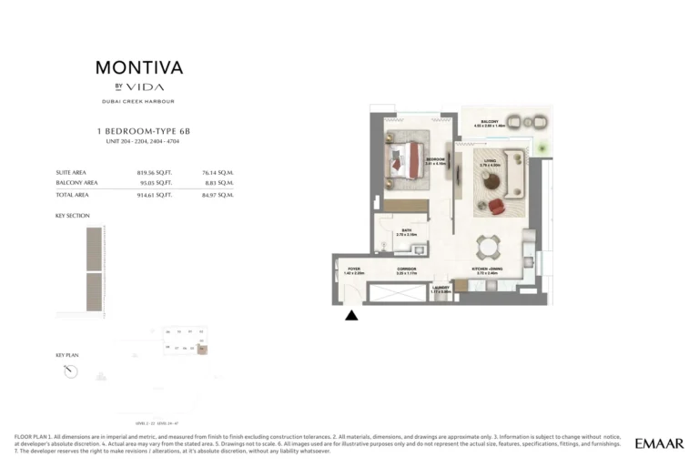 Montiva by Vida floor plan 1-спальн. · 914 sqft