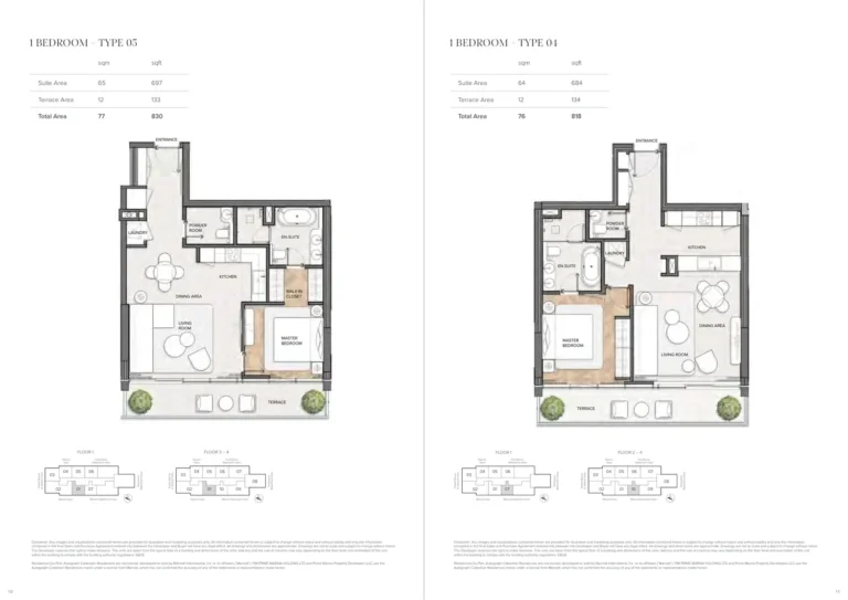 Al Habtoor Grand Resort Autograph Collection floor plan 1 BR · 830 sqft