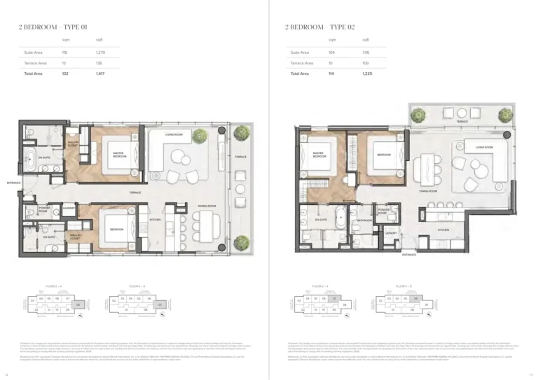 Al Habtoor Grand Resort Autograph Collection floor plan 2 BR · 1417 sqft