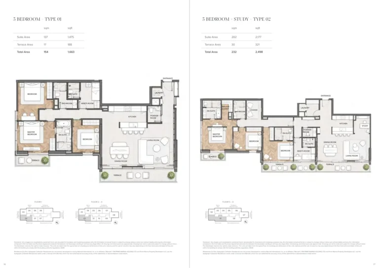 Al Habtoor Grand Resort Autograph Collection floor plan 3 BR · 1663 sqft