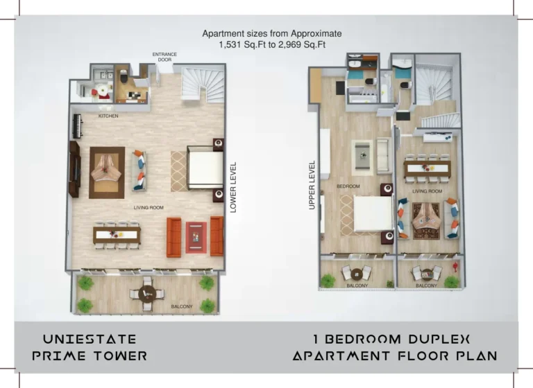 UniEstate Prime Tower floor plan 1 BR