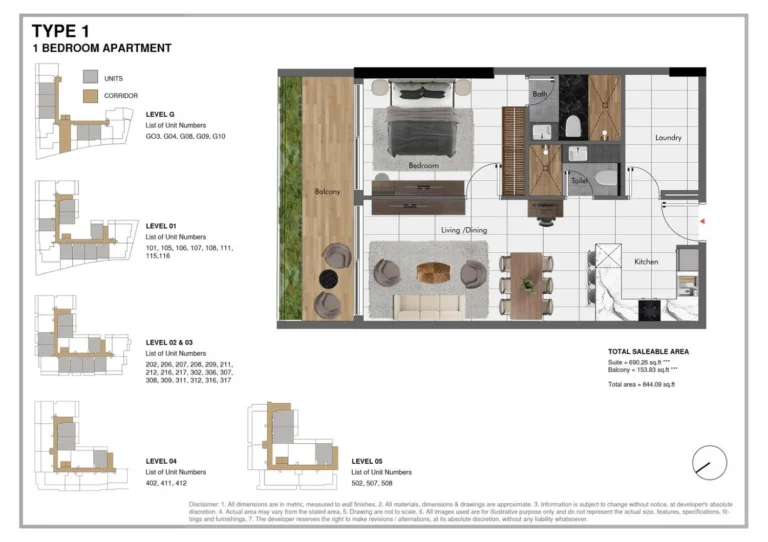 Park Lane 2 by Heilbronn floor plan 1 BR · 844 sqft
