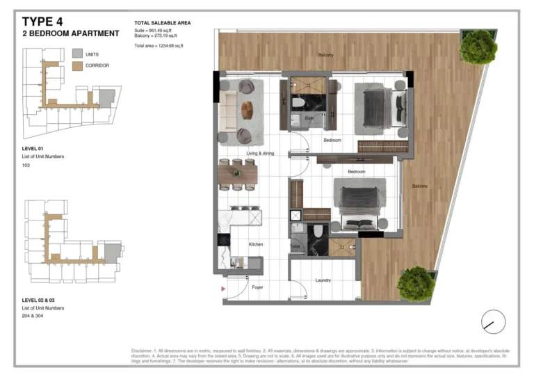 Park Lane 2 by Heilbronn floor plan 2 BR · 1234 sqft