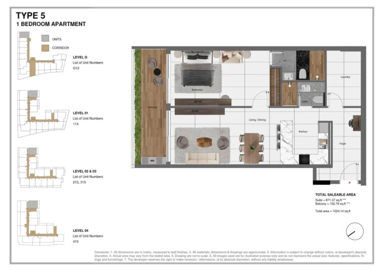 Park Lane 2 by Heilbronn floor plan 1 BR · 1024 sqft