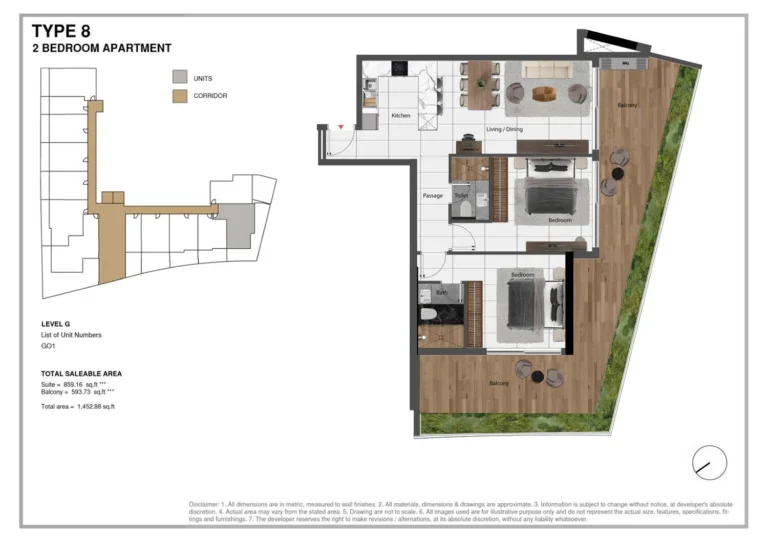 Park Lane 2 by Heilbronn floor plan 2 BR · 1452 sqft