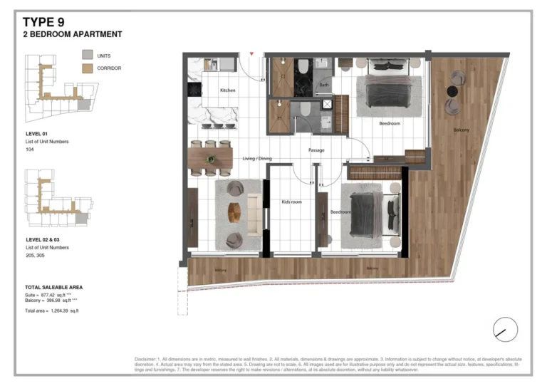 Park Lane 2 by Heilbronn floor plan 2 BR · 1264 sqft