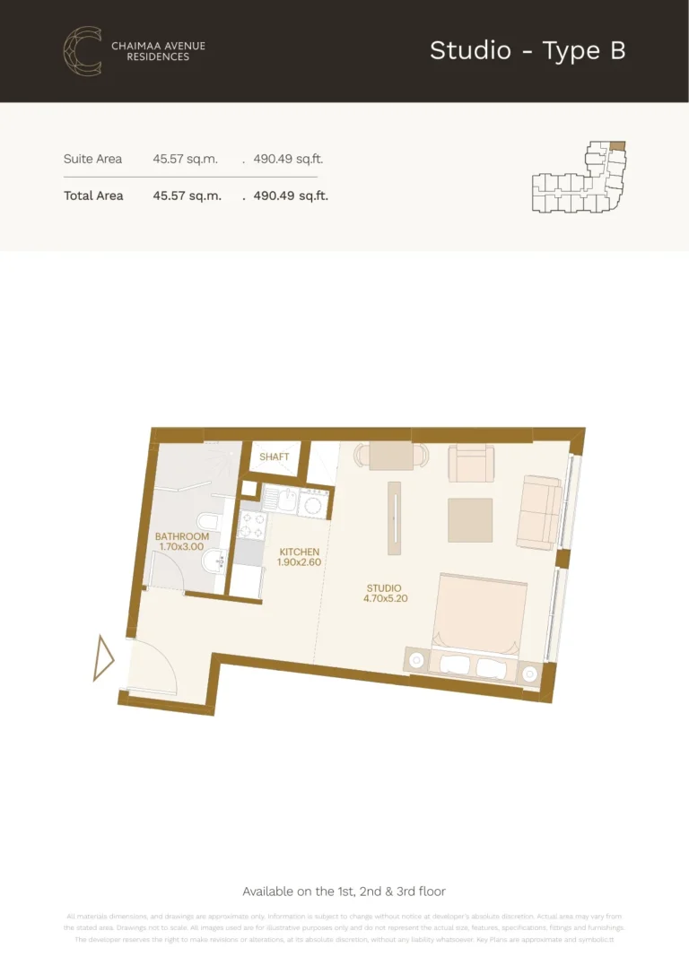 Chaimaa Avenue 2 floor plan Студия · 490 sqft
