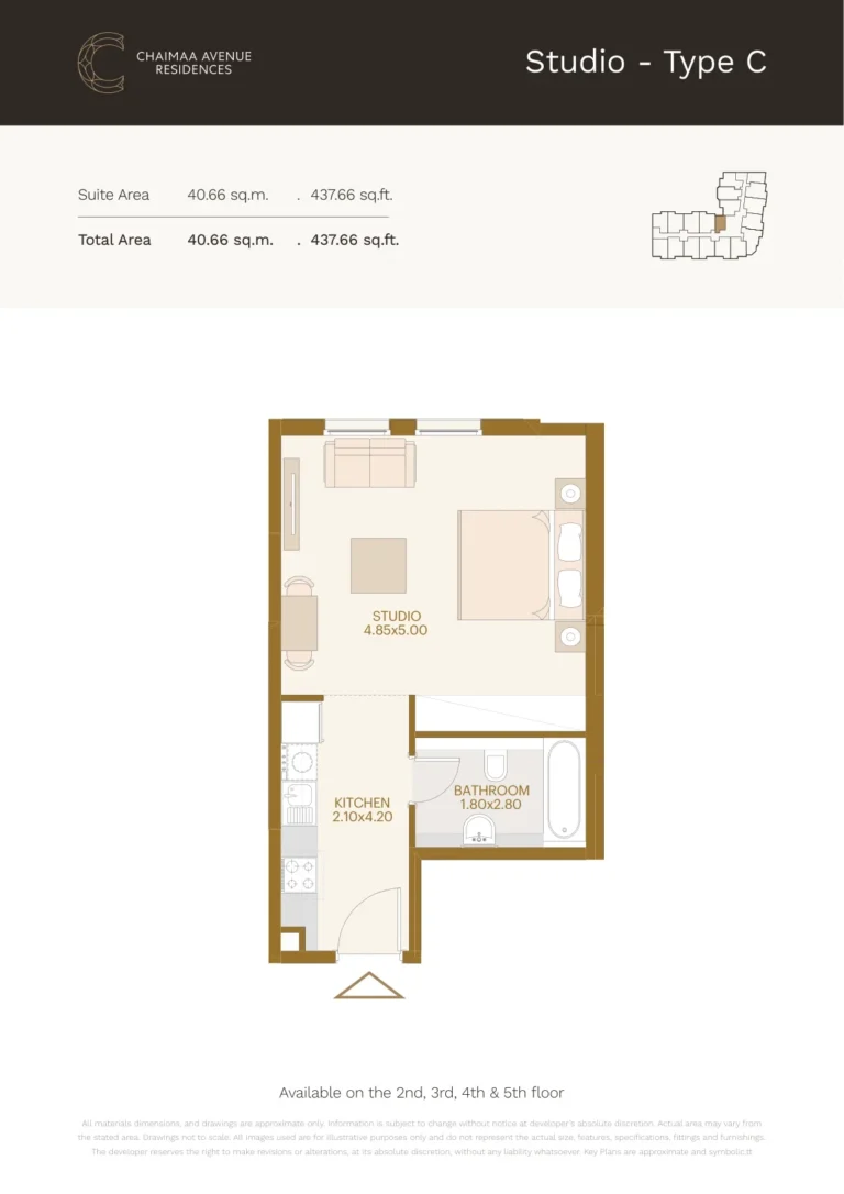 Chaimaa Avenue 2 floor plan Студия · 437 sqft