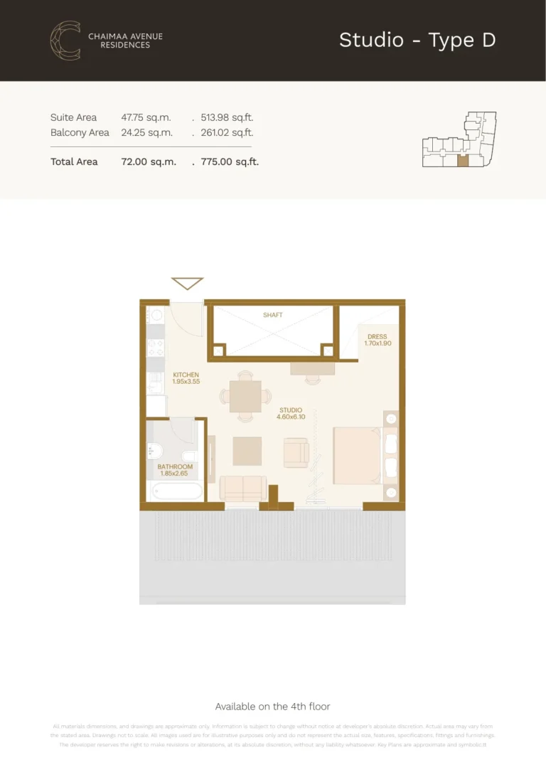 Chaimaa Avenue 2 floor plan Студия · 775 sqft