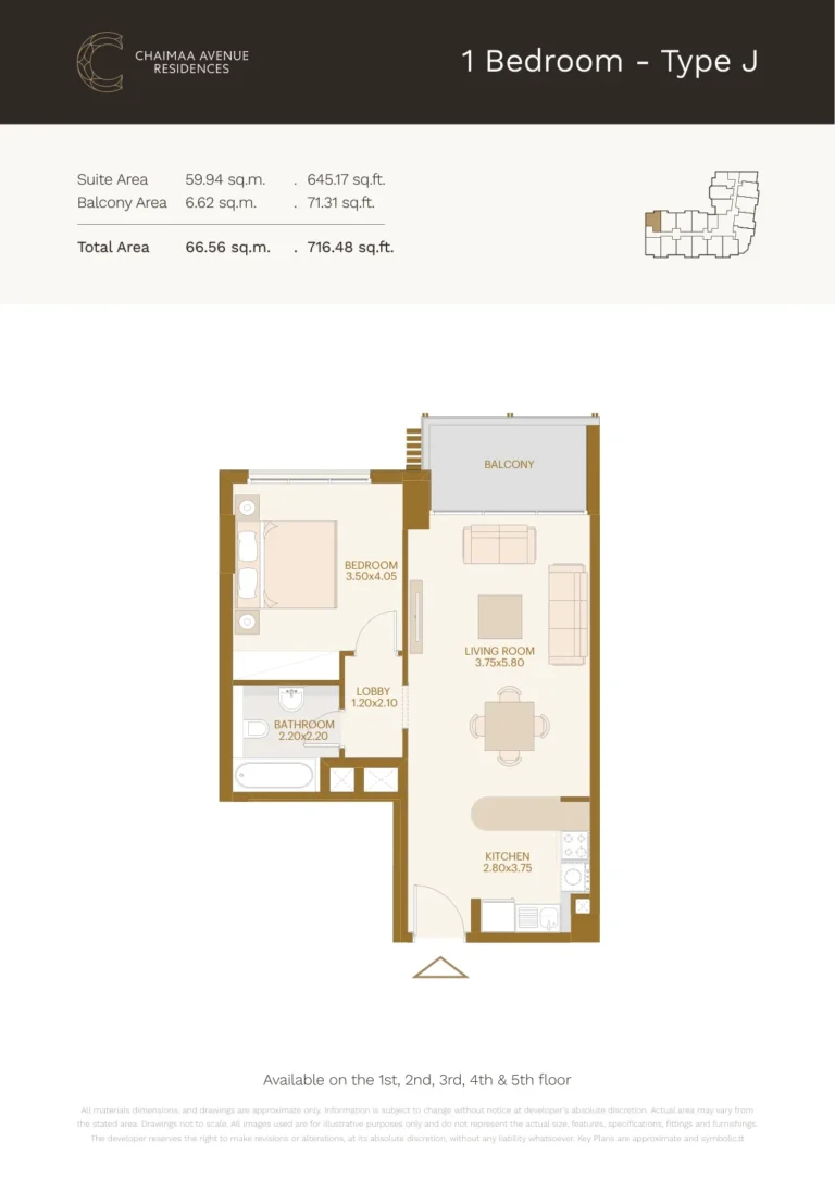 Chaimaa Avenue 2 floor plan 1-спальн. · 716 sqft