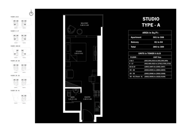 Elitz 3 by Danube floor plan Studio · 385 sqft