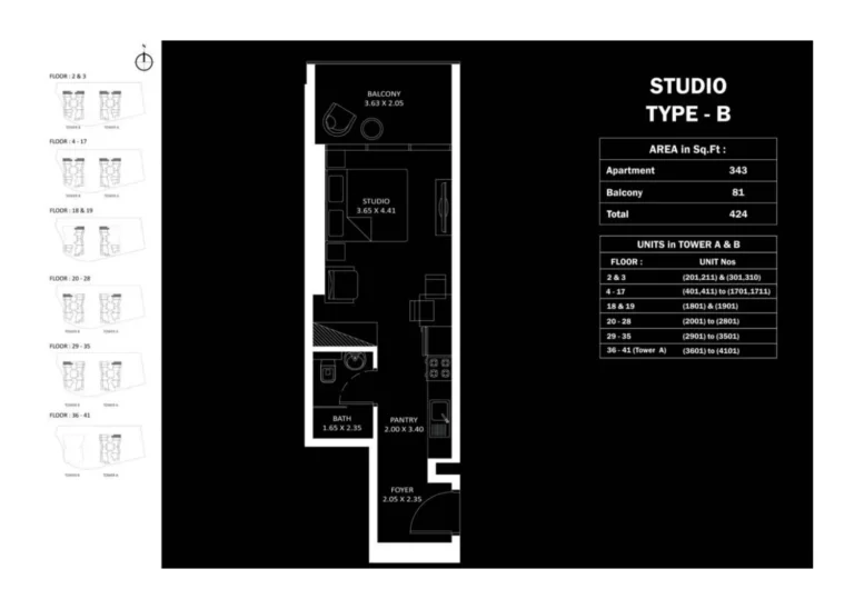 Elitz 3 by Danube floor plan Studio · 424 sqft