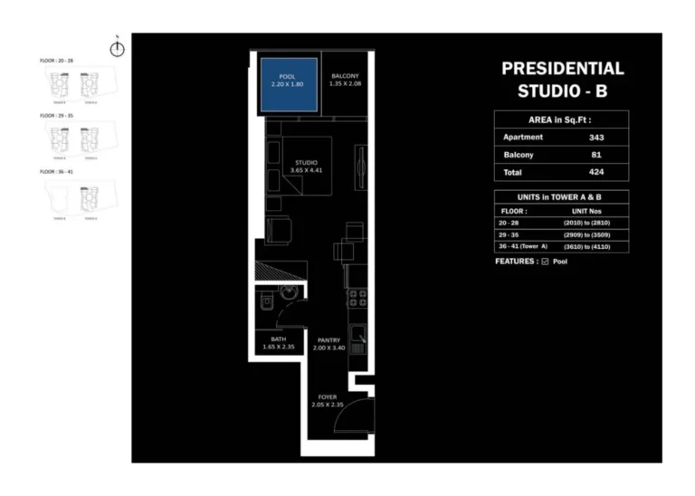 Elitz 3 by Danube floor plan Studio · 424 sqft
