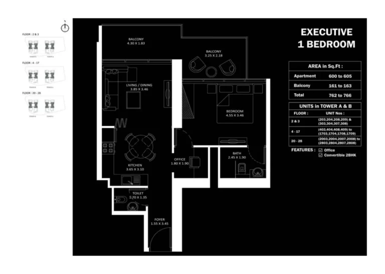 Elitz 3 by Danube floor plan 1 BR · 762 sqft