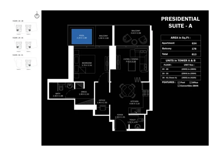 Elitz 3 by Danube floor plan 1 BR · 813 sqft