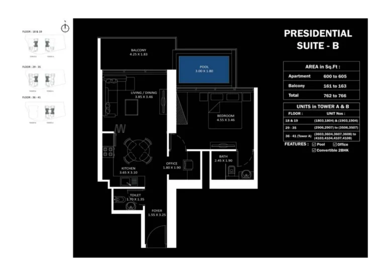 Elitz 3 by Danube floor plan 1 BR · 762 sqft