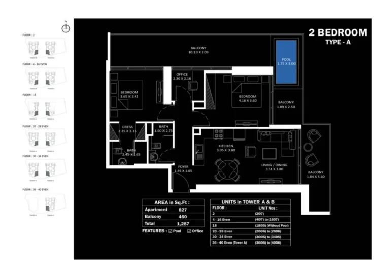 Elitz 3 by Danube floor plan 2 BR · 1287 sqft