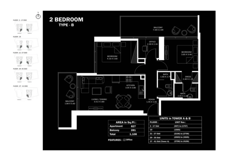Elitz 3 by Danube floor plan 2 BR · 1108 sqft