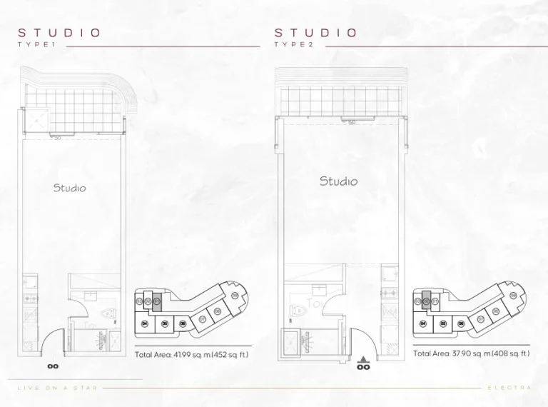Acube Electra floor plan Studio · 452 sqft