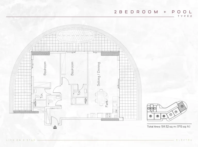 Acube Electra floor plan 2 BR · 1715 sqft