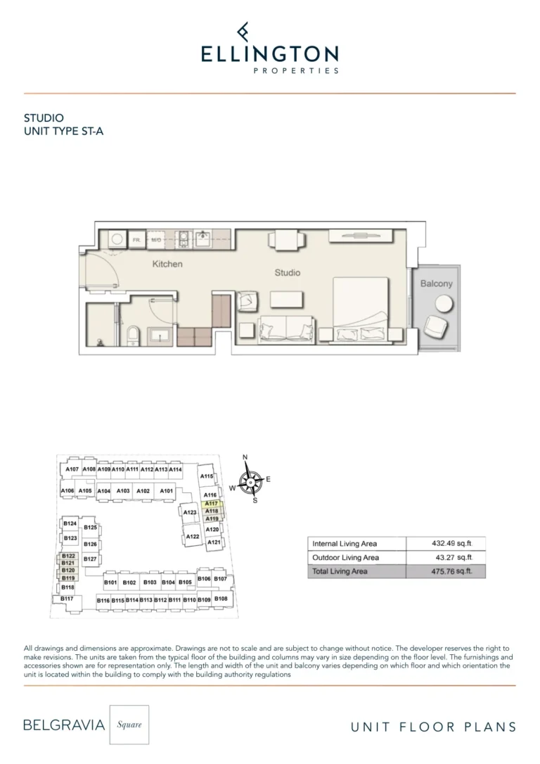 Belgravia Square floor plan Studio · 475 sqft