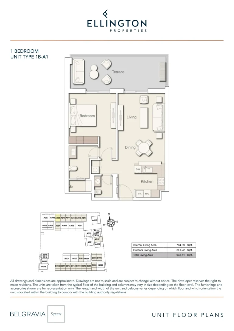 Belgravia Square floor plan 1 BR · 945 sqft