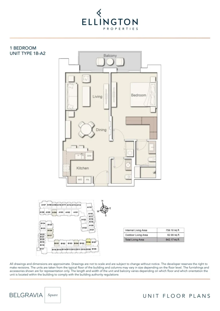 Belgravia Square floor plan 1 BR · 842 sqft