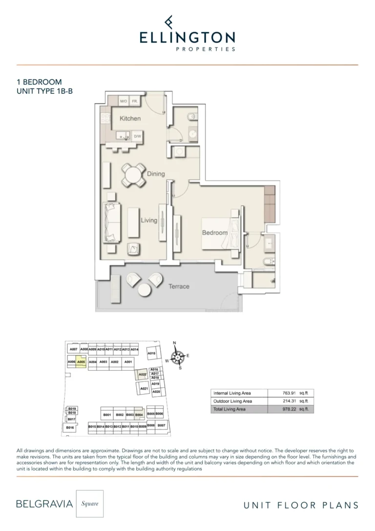 Belgravia Square floor plan 1 BR · 978 sqft