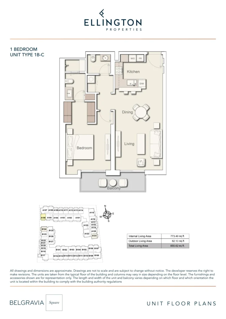 Belgravia Square floor plan 1 BR · 855 sqft
