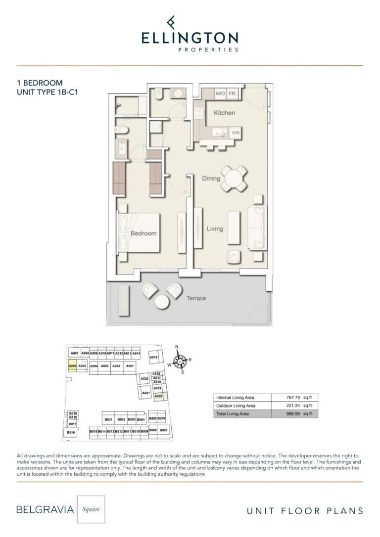 Belgravia Square floor plan 1 BR · 988 sqft