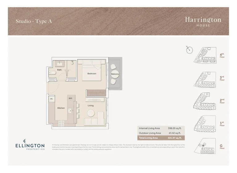Harrington House floor plan Studio · 441 sqft