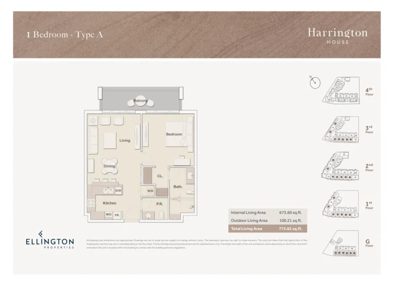 Harrington House floor plan 1 BR · 773 sqft