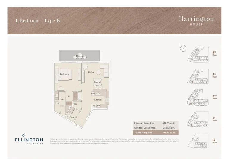 Harrington House floor plan 1 BR · 791 sqft
