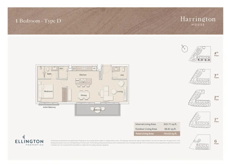 Harrington House floor plan 1 BR · 724 sqft